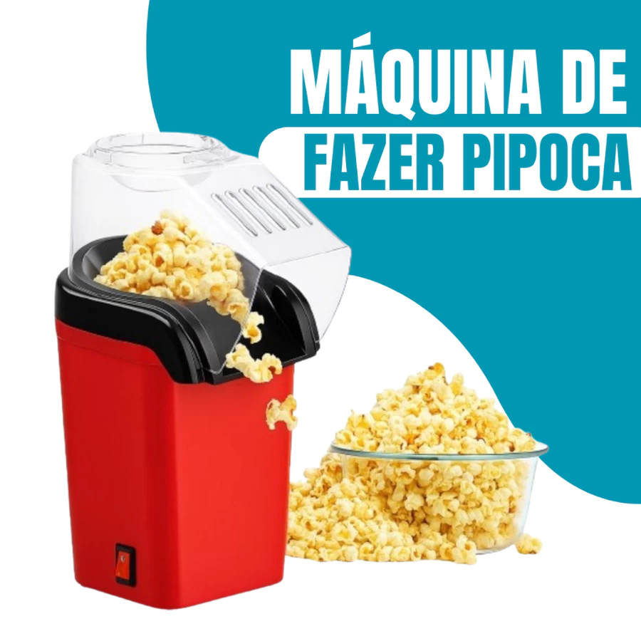 Passo a passo da pipoqueira: despejar milho, ligar e pronto