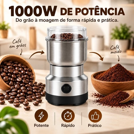 Moedor de Café Elétrico 1000W Inox · Bivolt
