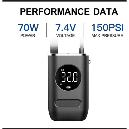 Performance: 70W, 7.4V, 150 PSI de pressão máxima