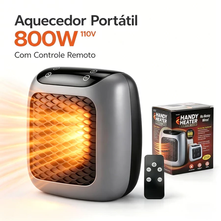 Aquecedor Portátil 800W com Controle Remoto