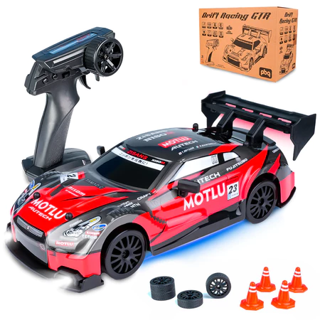 Carrinho Drift GTR R35 Skyline · Controle Remoto 2.4GHz · Luzes LED