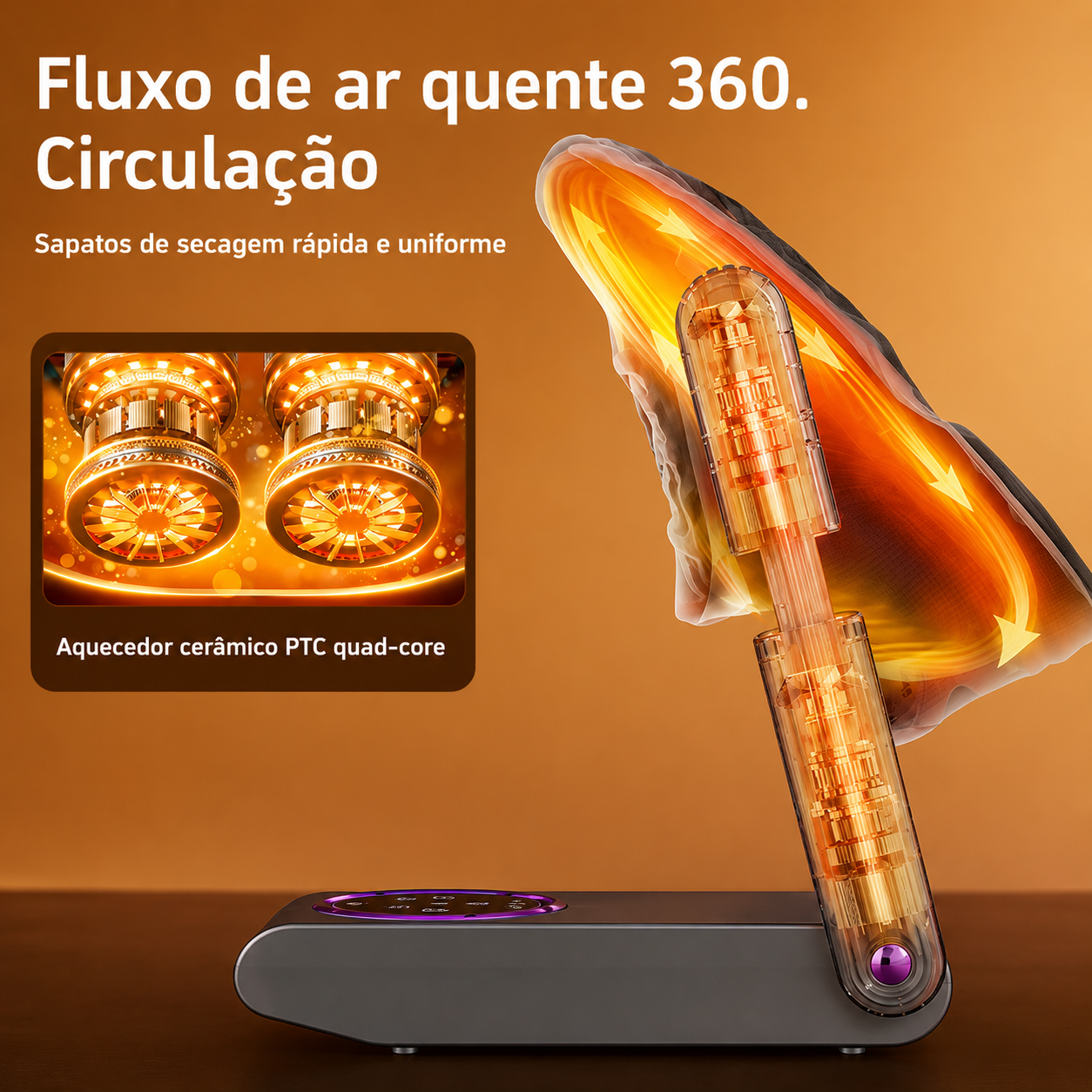 Fluxo de ar quente 360 graus para secagem uniforme