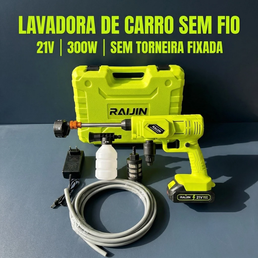 Lavadora de Pressão Sem Fio Portátil + Base de Carregamento