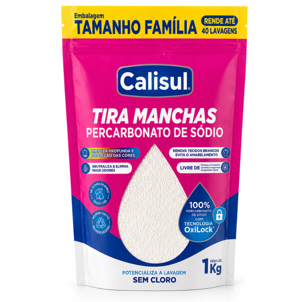 Percarbonato de Sódio Calisul 1kg · Tira Manchas Puro Granulado