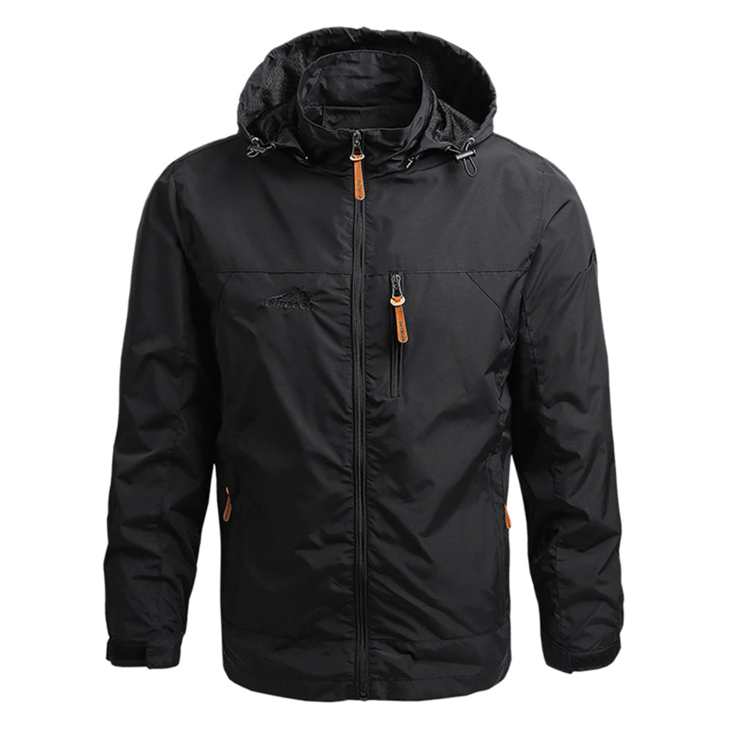 Jaqueta Masculina Corta-Vento Impermeável com Capuz · Outdoor
