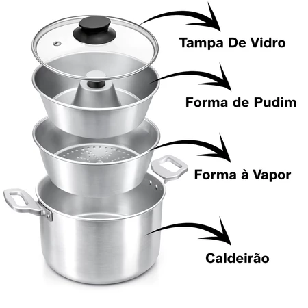 Panela Multiuso 3 em 1 · Cuscuzeira, Pudim e Vapor