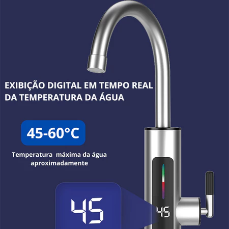 Visor digital indicando a temperatura da água