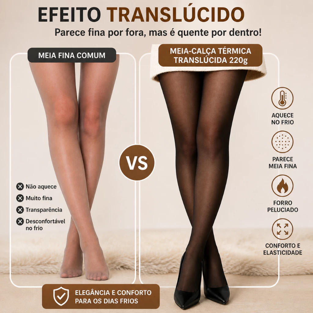 Detalhes da meia-calça térmica translúcida 2