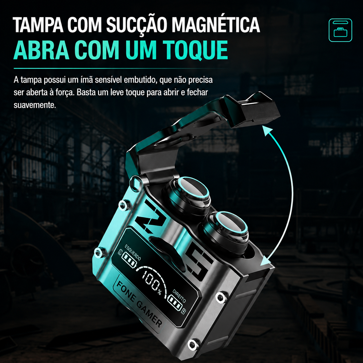 Detalhe do fone TWS M25