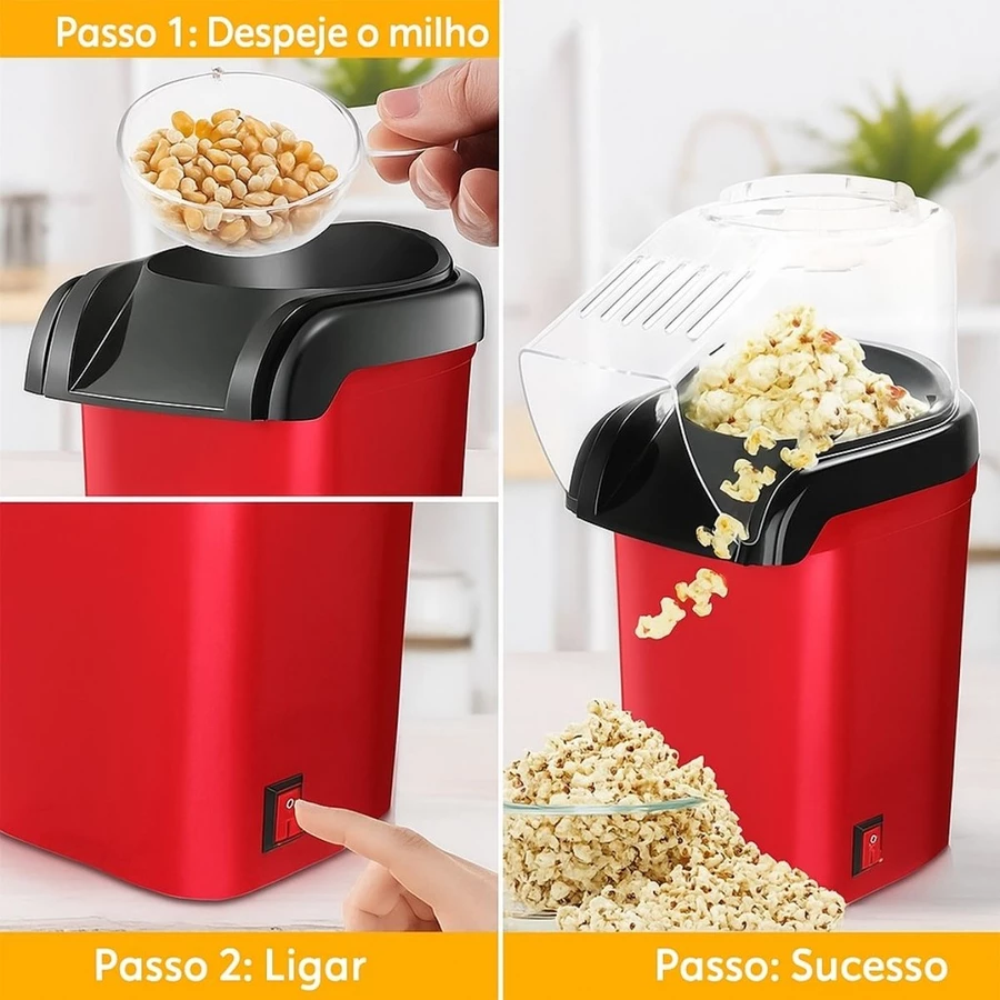 Pipoqueira Elétrica Ar Quente 1200W · Sem Óleo