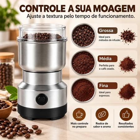 Texturas de moagem grossa, média e fina
