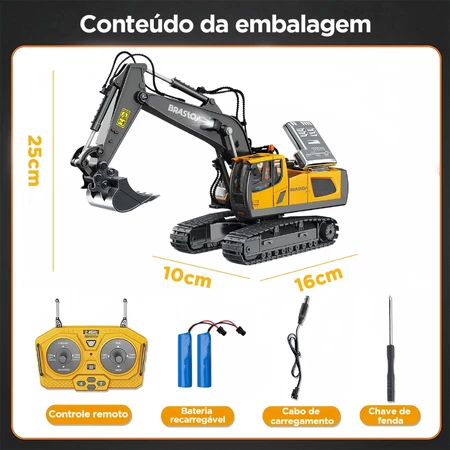 Conteúdo da embalagem da escavadeira