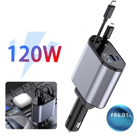 Carregador retrátil 4 em 1 120W com carregamento ultra rápido