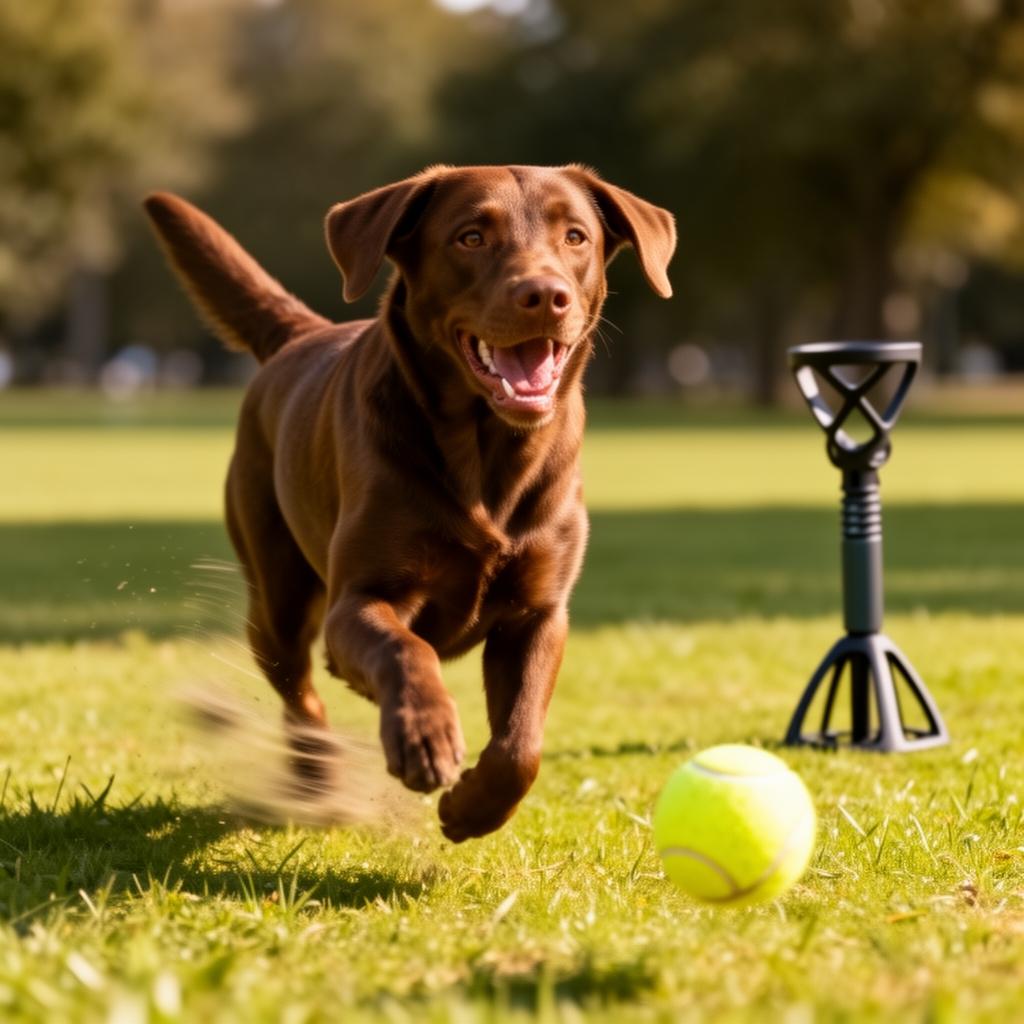 Cachorro correndo atrás da bolinha