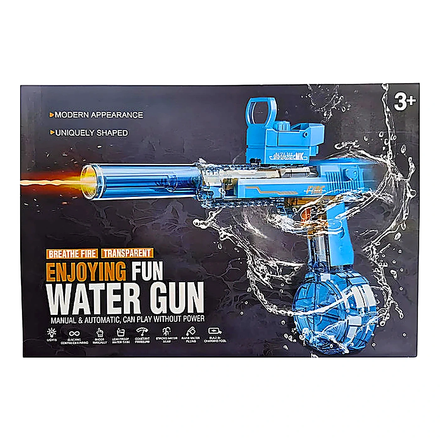 Embalagem da pistola d'água elétrica com LED