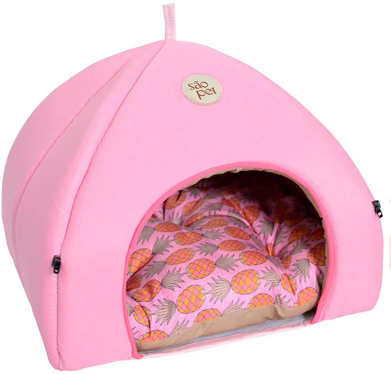 Cama Tenda São Pet Texas Tropical Rosa