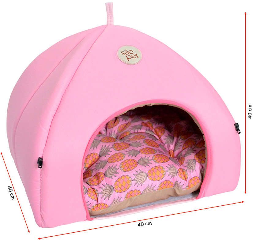 Cama Tenda São Pet Texas Tropical Rosa