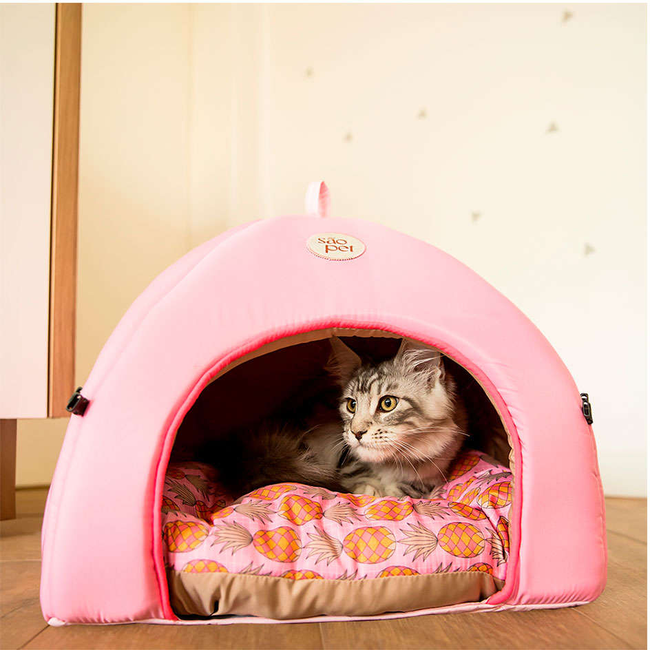 Cama Tenda São Pet Texas Tropical Rosa