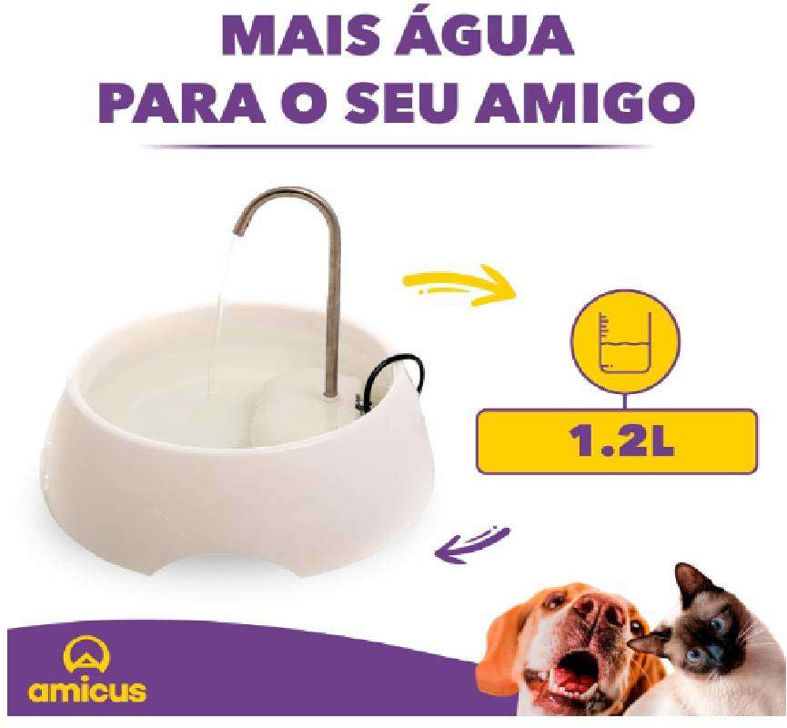 Fonte Bebedouro Amicus Aqua Mini Bivolt Branca