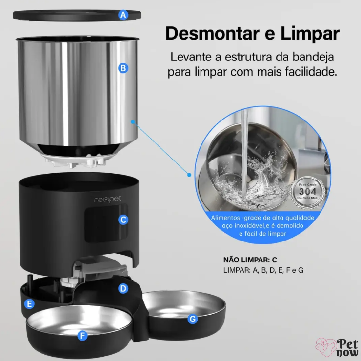 Comedouro Automático Newpet 5L Com WiFi e Temporizador Para Pets