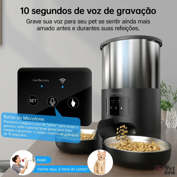 Comedouro Automático Newpet 5L Com WiFi e Temporizador Para Pets