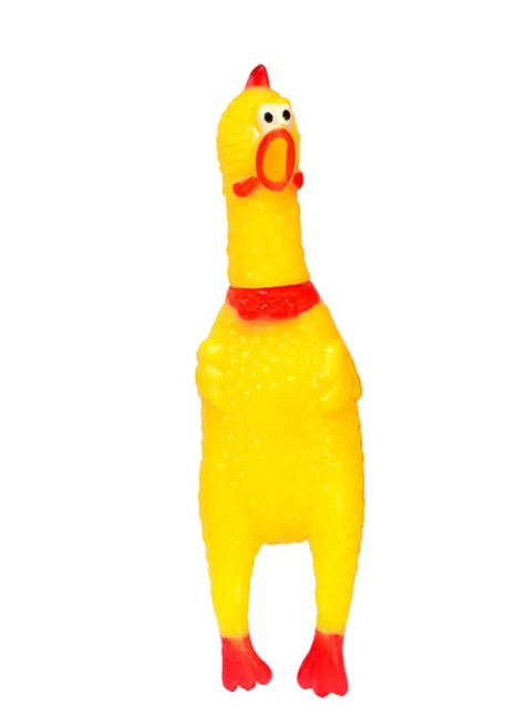 Galinha Frango Brinquedo Pet Borracha Mordedor Som Apito 17cm