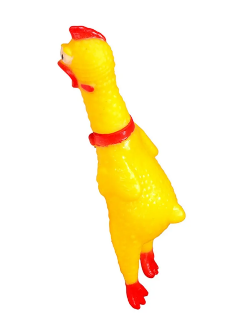 Galinha Frango Brinquedo Pet Borracha Mordedor Som Apito 17cm