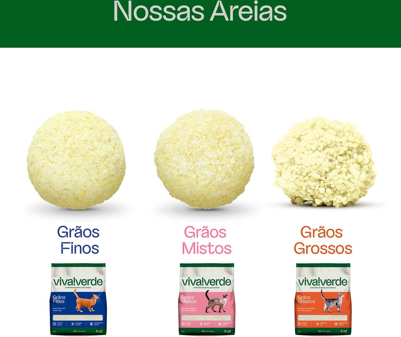 Areia Higiênica Viva Verde Grãos Finos para Gatos 4kg