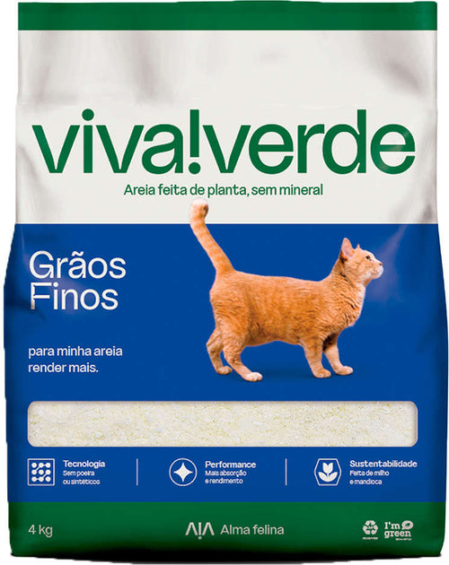 Areia Higiênica Viva Verde Grãos Finos para Gatos 4kg